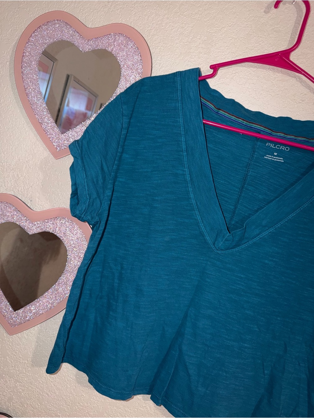 Pilcro Teal V-Neck Crop Tee - Picture 3 of 5